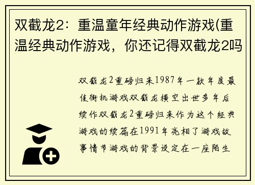 双截龙2:重温童年经典动作游戏(重温经典动作游戏,你还记得双截龙2吗?)